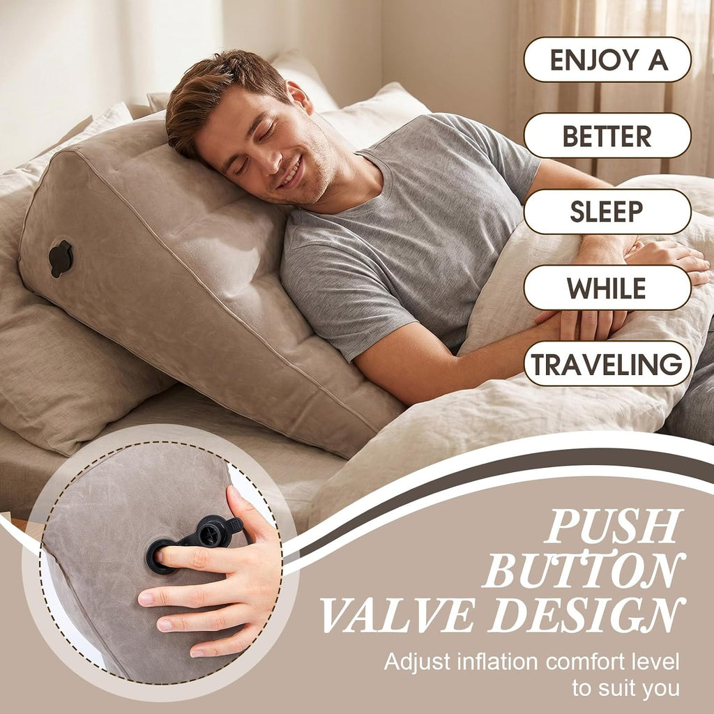 2 Pack Inflatable Wedge Pillow for Traveling Extra Wide 22" Portable Bed Wedge Pillows for Sleeping Head Shoulder