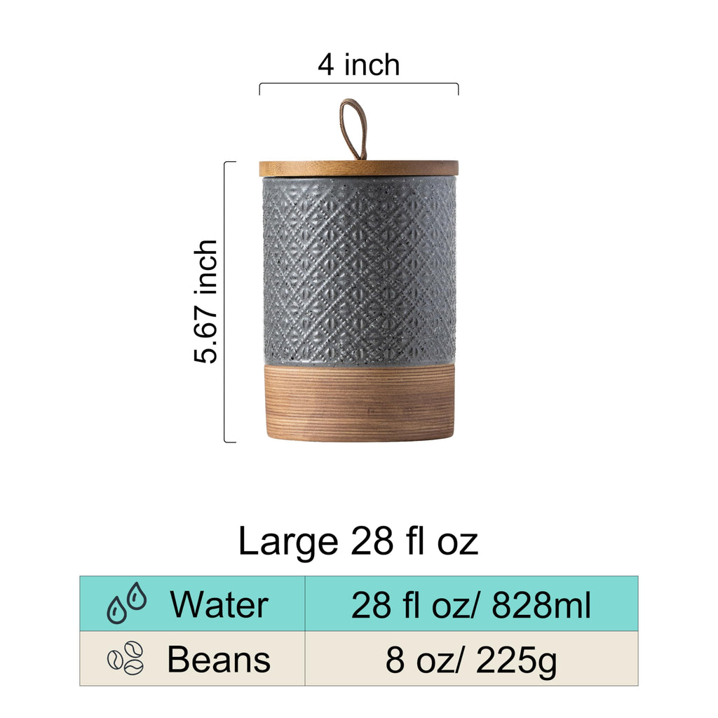 Coffee Canisters, Kitchen Jar with Lid for Counter, Gray & 28 fl.oz