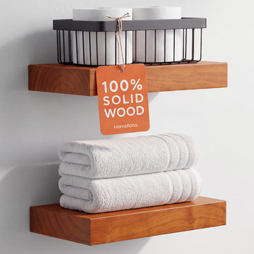 12 Inch Floating Shelves, High-End Solid Pine Wood, Set of 4
