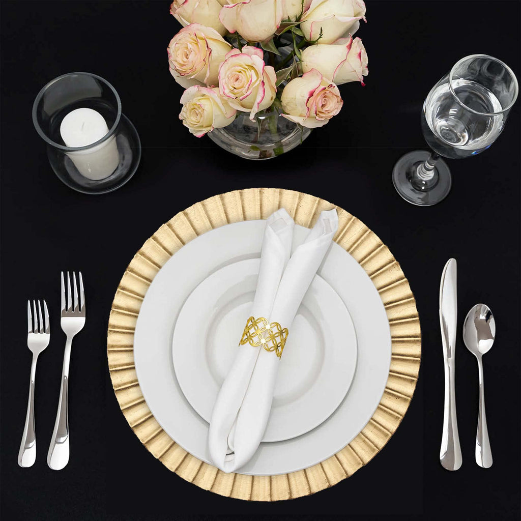 Fluted Edge Plastic Charger Plate | Service Plate for Parties, Dinner, Weddings, Quinceaneras and Events | 13 inch