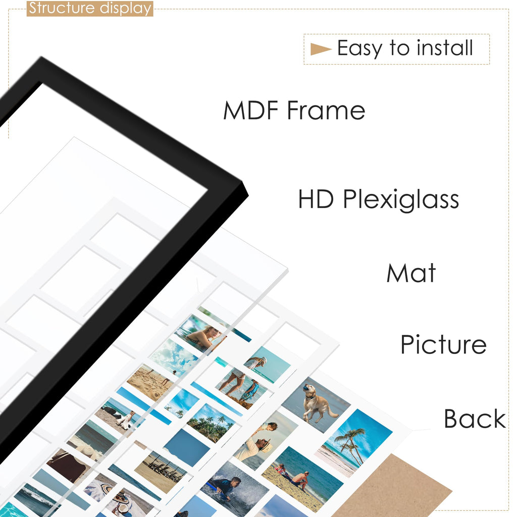 22x32 Collage Frame For 24 4x6 Photos Black