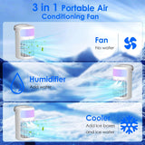 Portable Air Conditioners, Powerful Evaporative Air Cooler, 3-in-1 Personal AC Fan with Humidifier, 1500ML Tank
