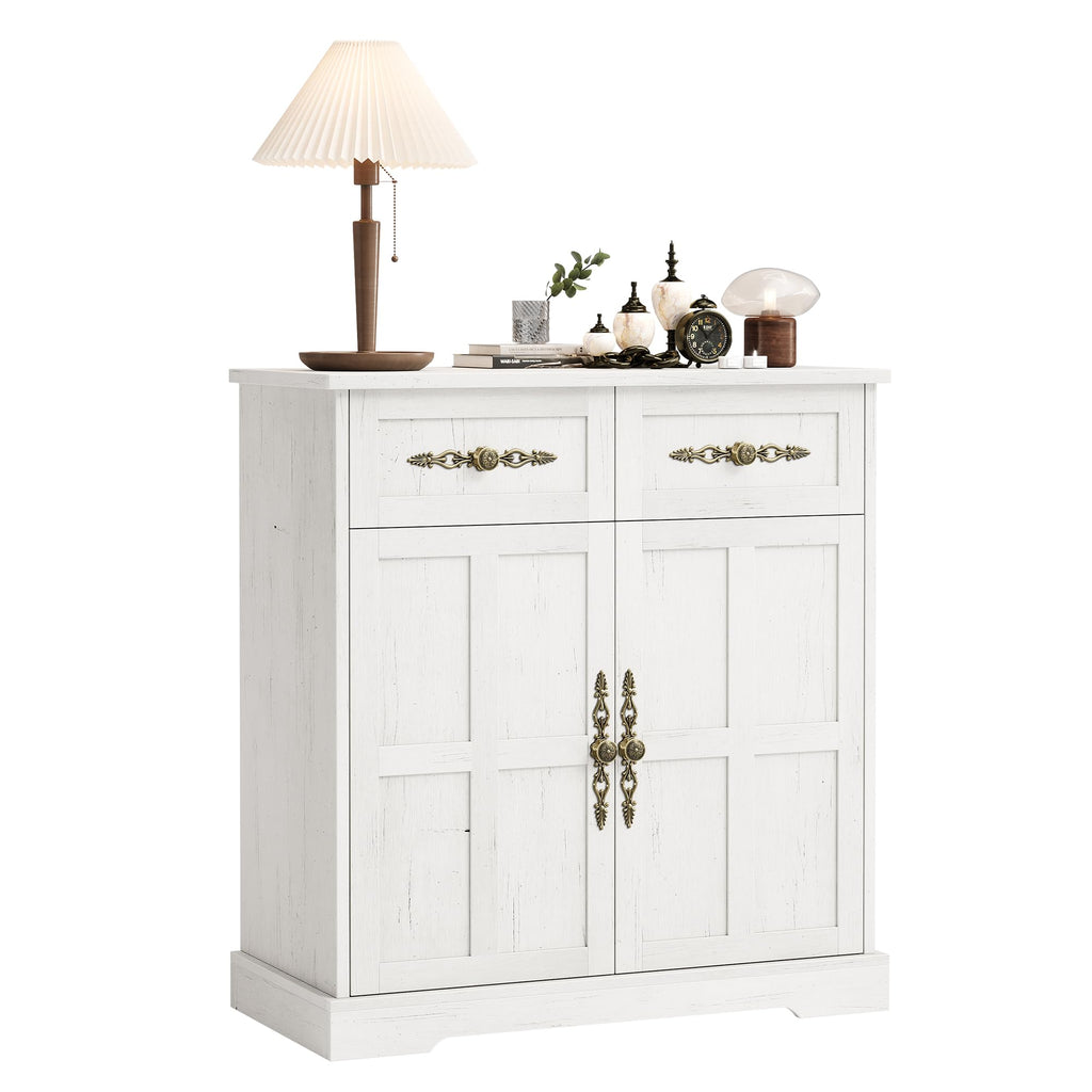 33.5" W Farmhouse Buffet Cabinet with Storage, Kitchen Cabinet, White