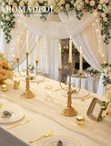 Candelabra Gold Candlestick Holders - 15.7" Tall 3 Arm Metal Taper Candle Holdereplace Mantel Christmas Decor, Set of 6