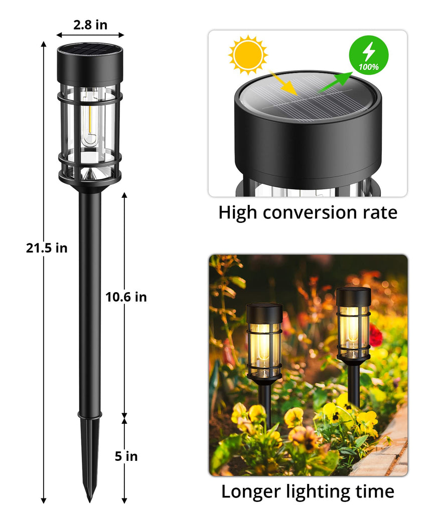 Solar Pathway Lights Outdoor 8 Pack Waterproof Solar Lights for Garden