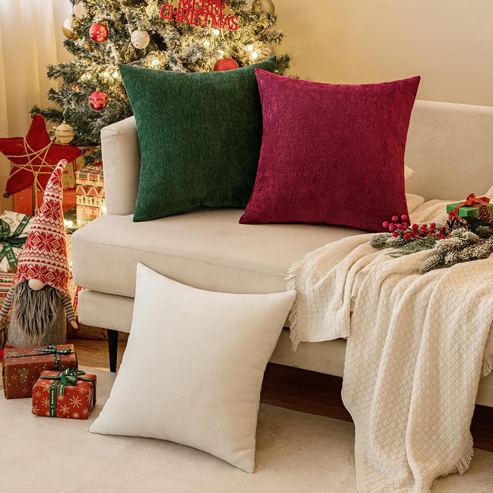 Pack of 2 Pure White Decorative Pillow Covers 20x20 Inch
