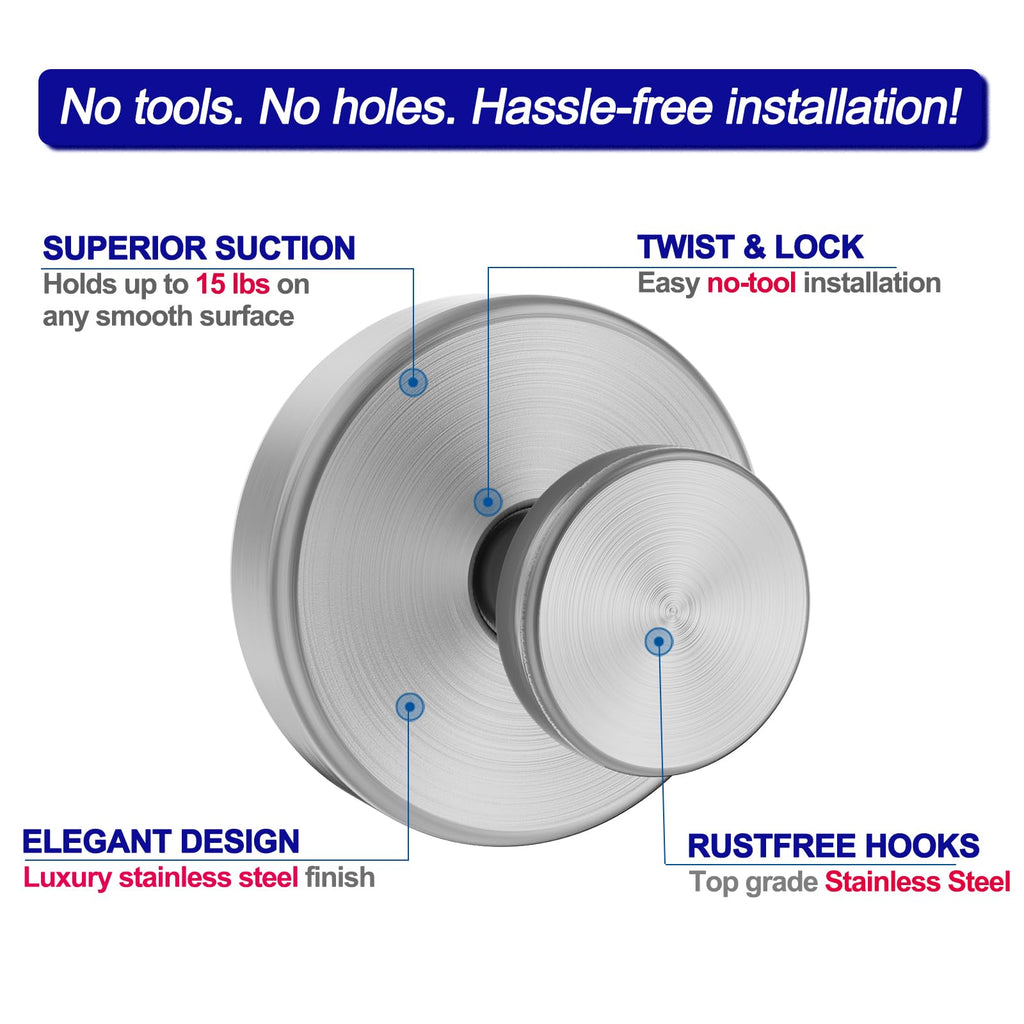 Suction Cup Hooks for Shower, Removable Towel Hooks Window Glass Door Wall, Bath Robe Looafh Hook for Hanging - 4