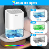 Dehumidifiers for Home 35OZ Small Dehumidifier for Bedroom 2500 Cubic Feet(350sq ft) with 7 LED Lights