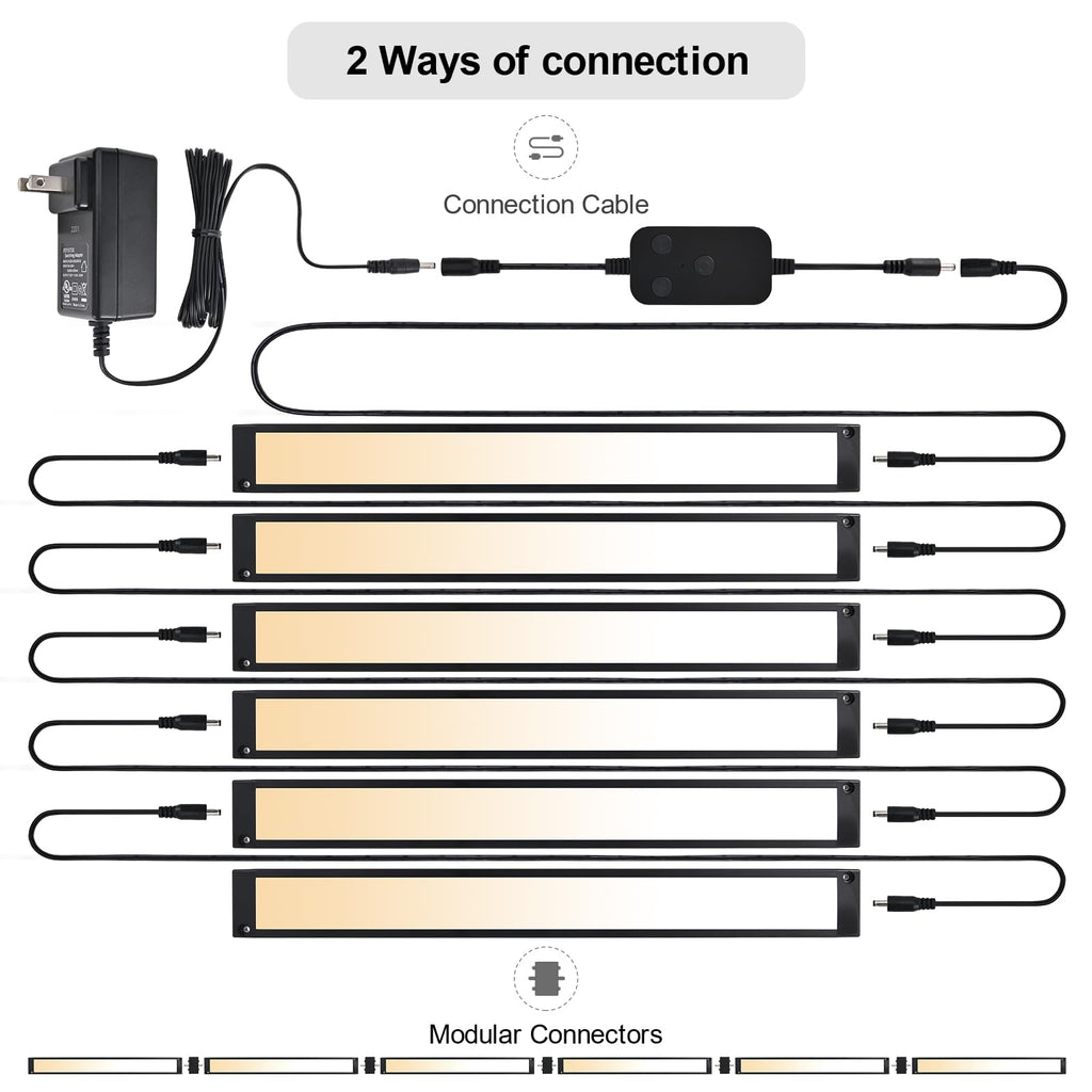 6pack 12inch Dimmable LED Under Cabinet Light Kit, 2700K to 6000K Smart LED Under Counter Lighting Fixture