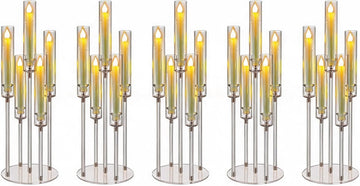 5Pcs Acrylic Candelabra 5 Arms Clear Candle Holder, Elegant Candlestick Holders for Table Centerpieces, Dining Room