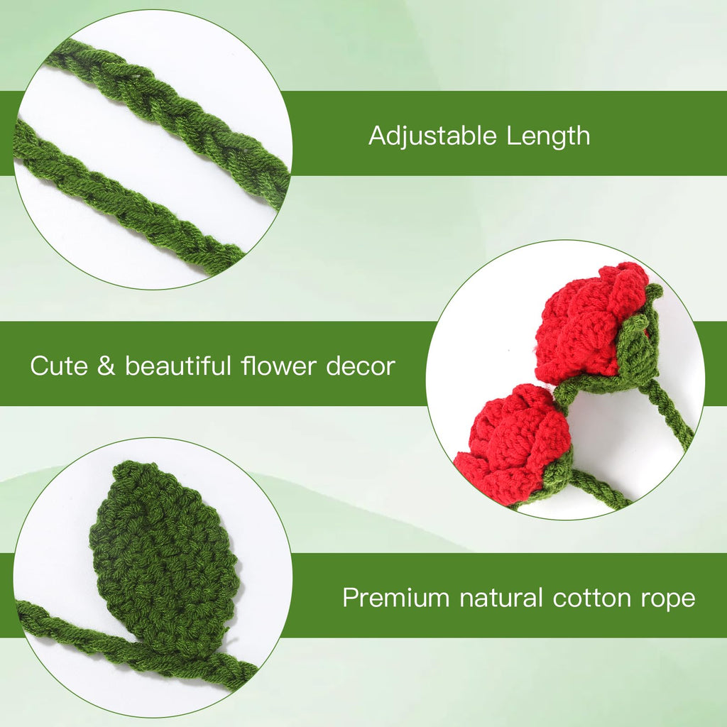 Boho Handmade Flower Curtain Tiebacks & Holdbacks, Red Roses - 2 Pack