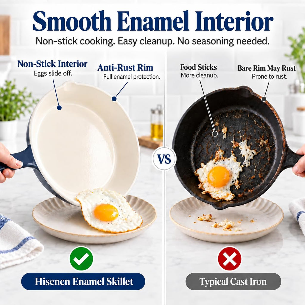 Nonstick Enameled Cast Iron Cookware, 3-Enameled Cast Iron Skillet