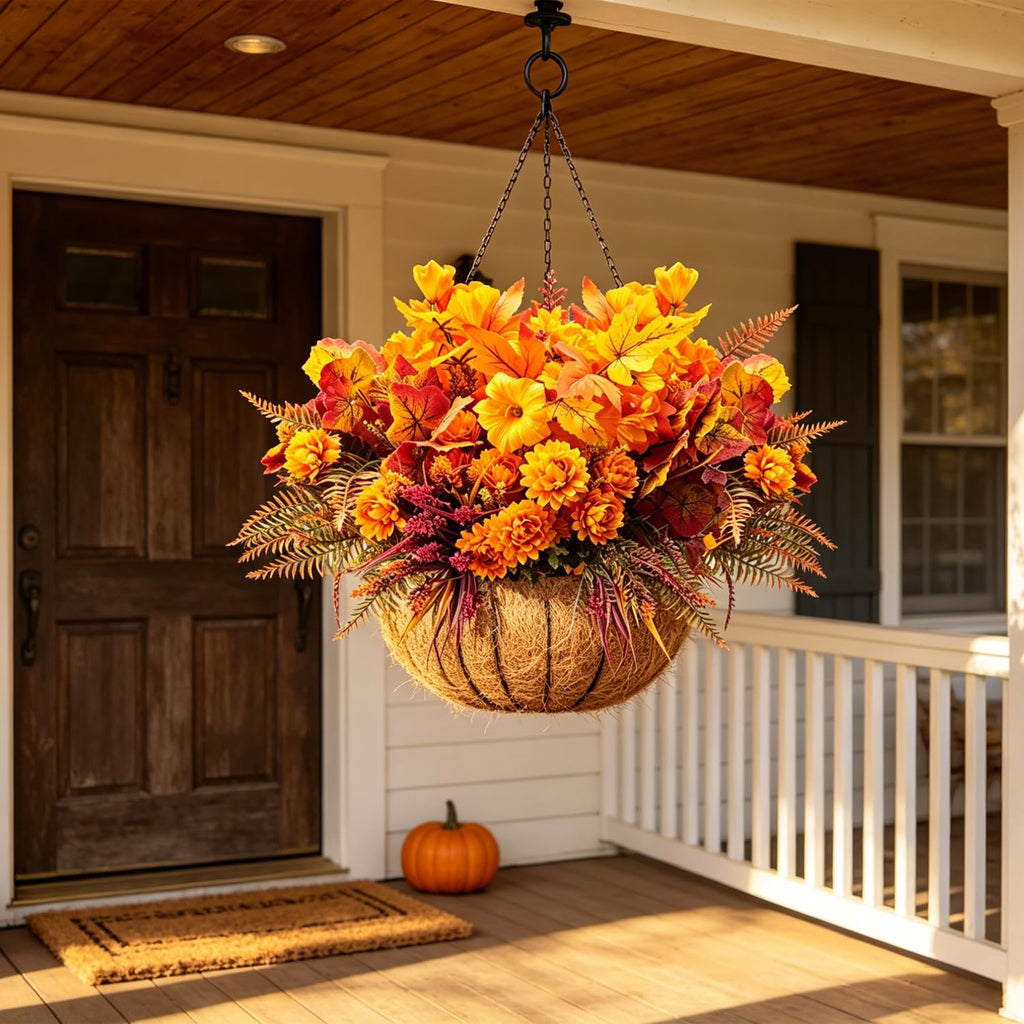 12 PCS Artificial Fall Flowers UV Resistant Fake Mums for Outdoors