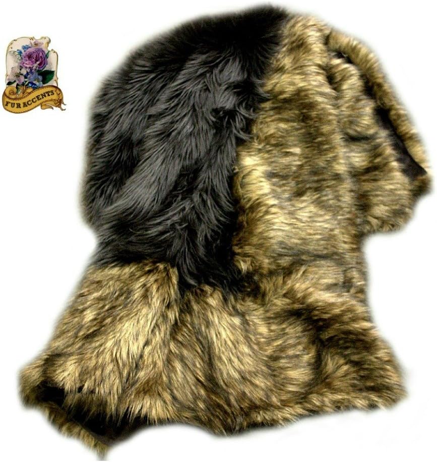 Brown Bear Shag with Coyote Border Trim - Premium Quality Faux Fur - Designer Throw Blanket - Soft Minky Cuddle