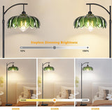 Glass Floor Lamp,Gold Dimmable Standing Lamp with Remote