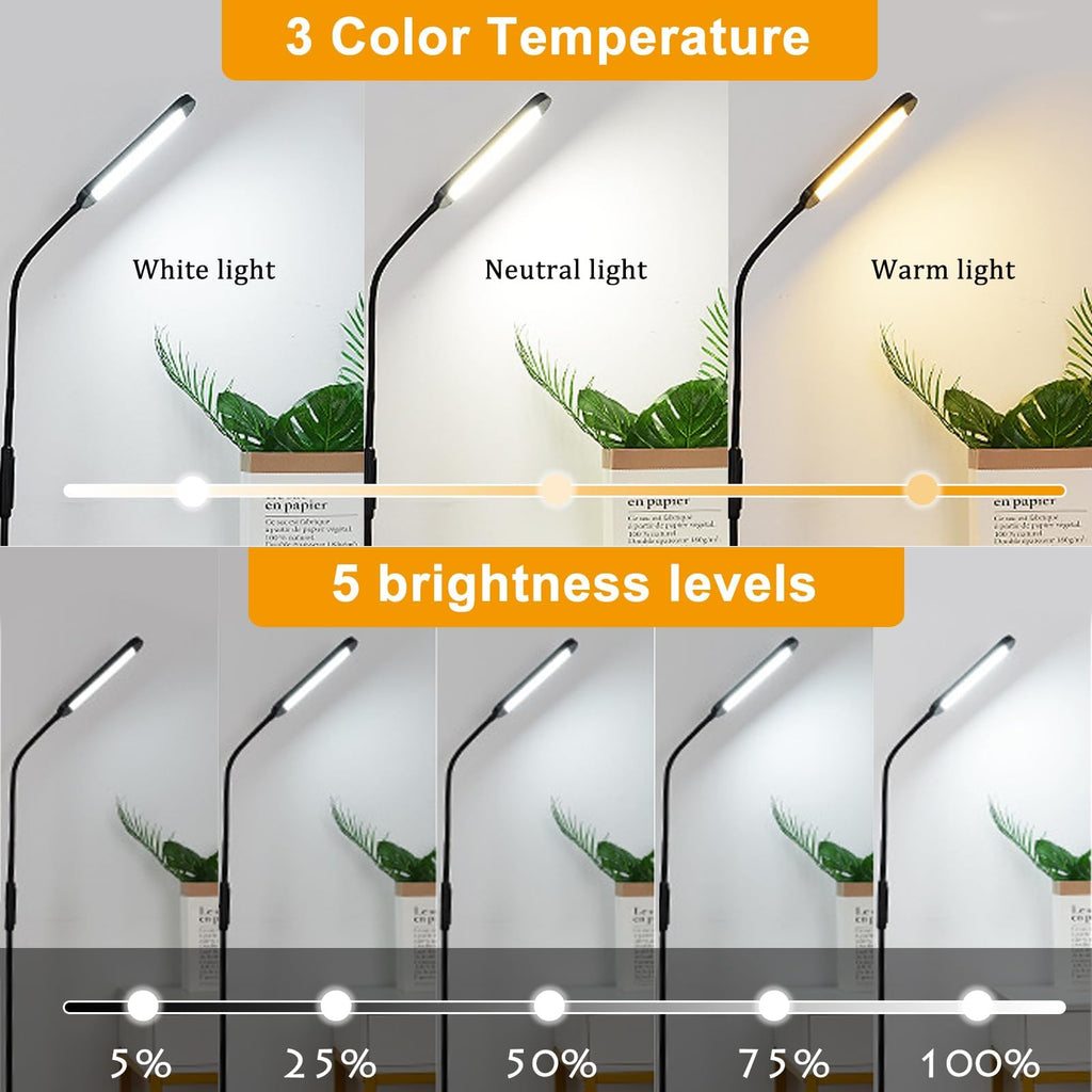 LED Floor Lamp, Modern Standing LED Light, Adjustable Tall Floor Lamp Office Reading, Minimalist Standing Lamp with