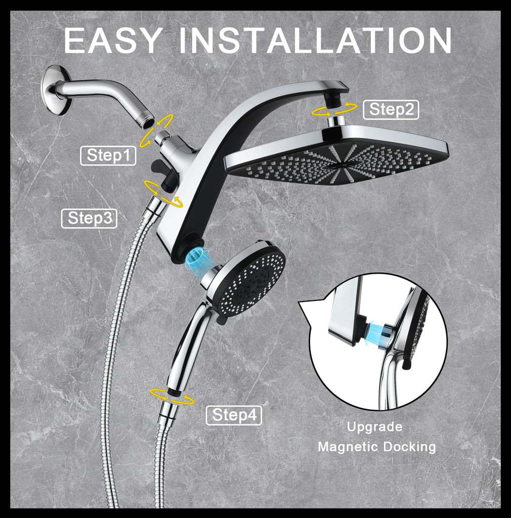 Rain Shower Head with Handheld Showerhead, Chrome 1.75GPM 460311
