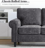 Kingfun 3 Seater Couch, Mid Century Modern Sofa with Rolled Arms and Deep Seats, Fluffy Comfort for Living Room