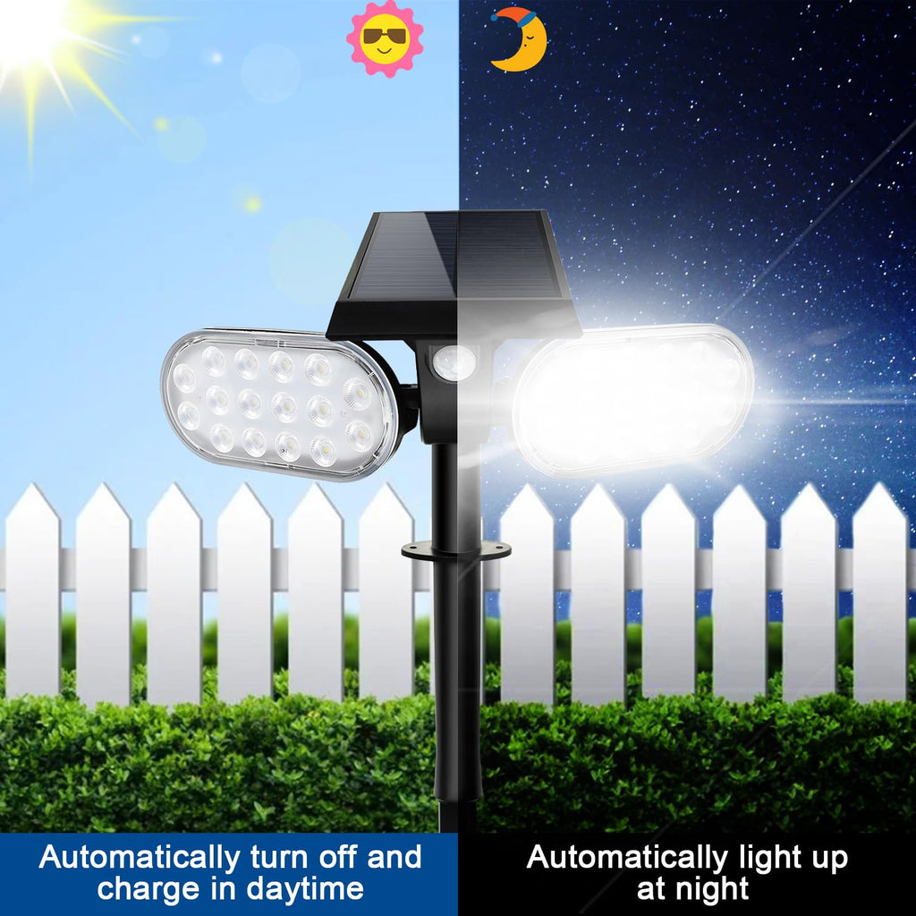 Outdoor Motion Lights Solar Powered, Solar Flood Lights, Stay On or Motion On/Off 3-Mode, Dusk to Dawn Security Solar