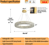 Led Ring Crystal Chandelier for Living Room, Modern Dimmable Chandeliers Lighting and Hanging Adjustable, LED Round Ceiling Chandelier for Dining Room (40inch,Gold) A122-B0C4T1XCBH