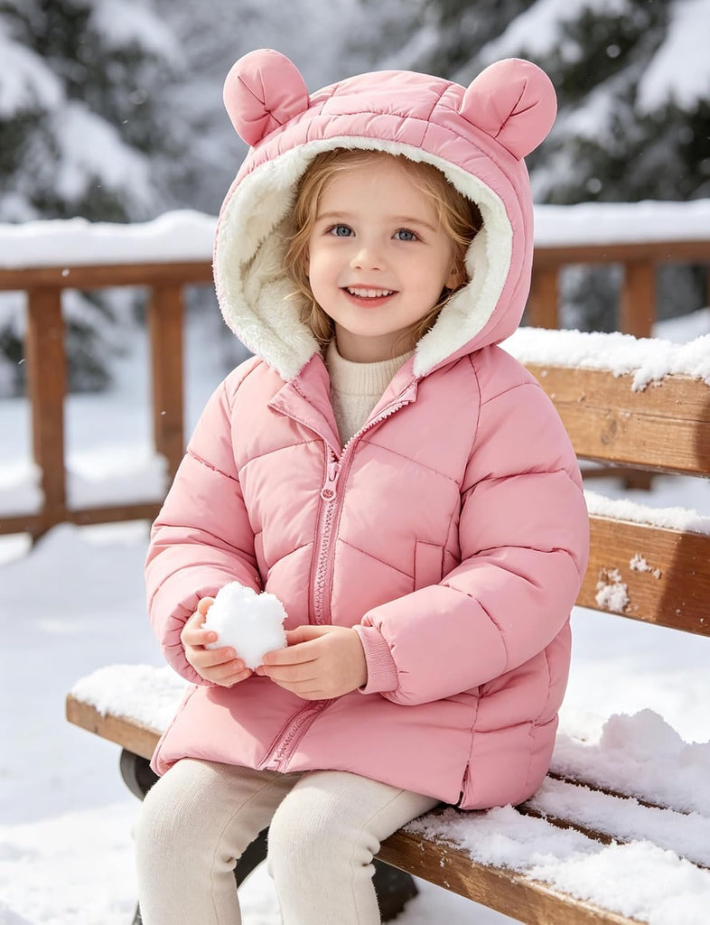Toddler Girls Boys Winter Teddy Coat - Kids Fleece Jacket with Hood