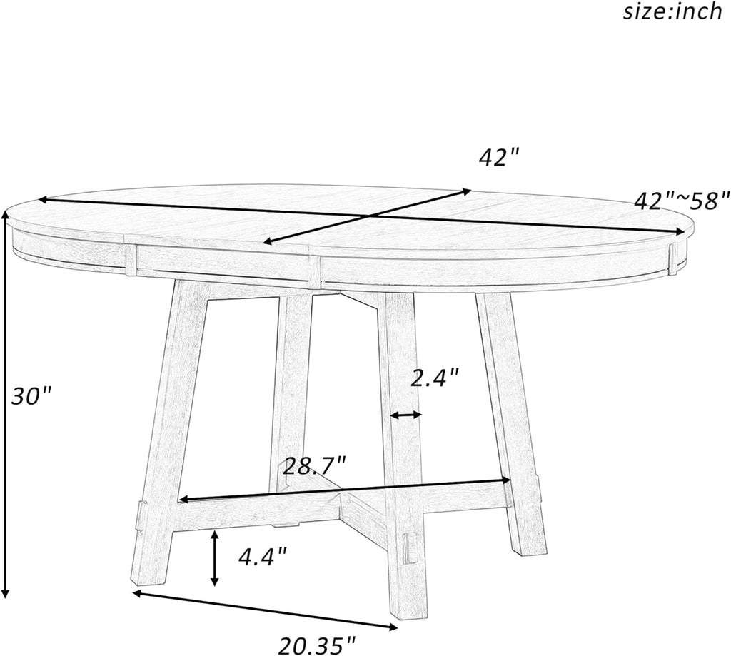 Farmhouse Round Extendable Dining Table with 16" Leaf Wood Kitchen Table (Natural Wood Wash)