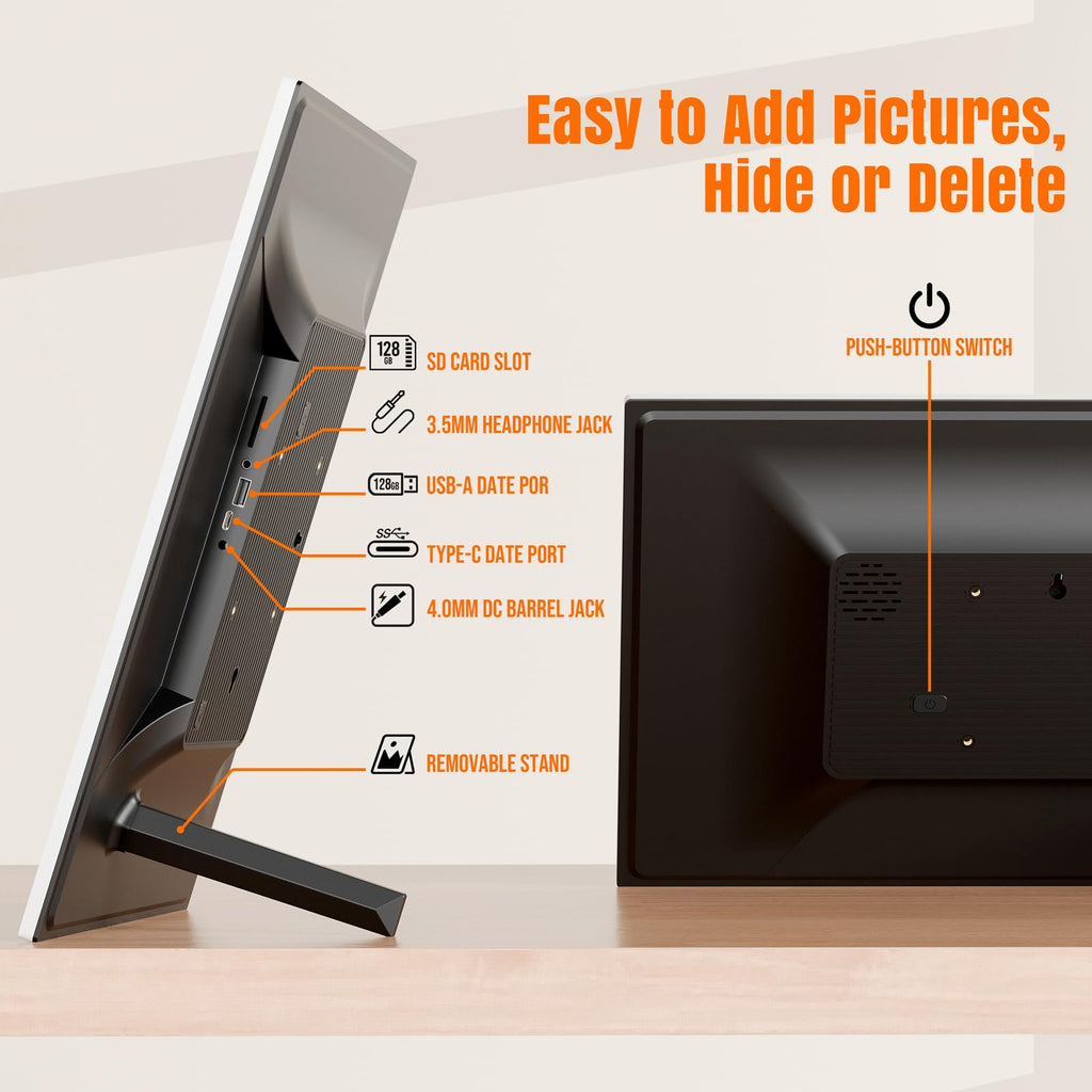 Large Digital Picture Frame with WiFi, 15.6" Full HD Touchscreen 64GB