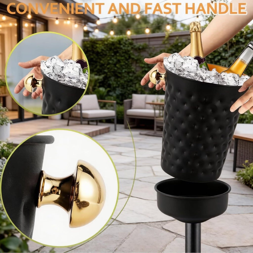 Stainless Steel Champagne Ice Bucket with Stand - Set of 2