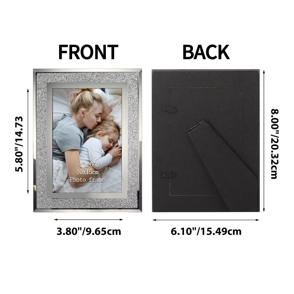 12 Pack 4x6 Picture Frame, Sparkle Glass Photo Frames 4 by 6 for Tabletop, Horizontally or Vertically