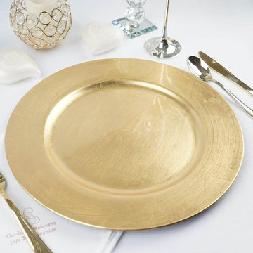 13" Charger Plates - Acrylic Gold Round Disposable Chargers - Set of 12