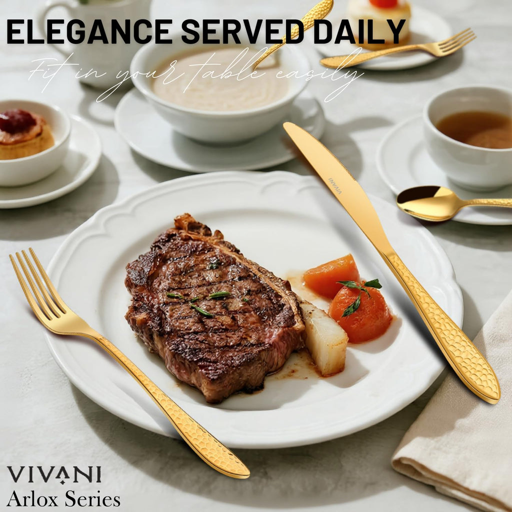 Gold Silverware Set, 18/0 Stainless Steel Flatware for 8