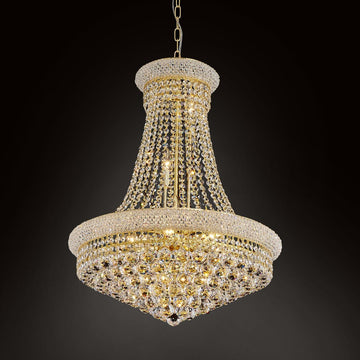 Modern Gold Crystal Chandelier Light - Diameter 23.6" Ceiling Haning Chandelier, Pendant Lighting for Living Room, Dining Room, Foyer, Entryway, Hallway