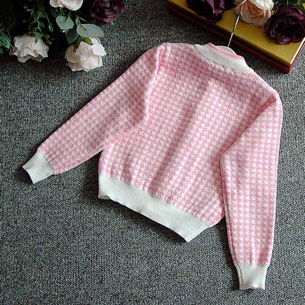 Girls Dress Autumn Winter Toddler Kids Plaid Knitted Sweater Dress Set Baby Girls Coat Tops+Skirt Set