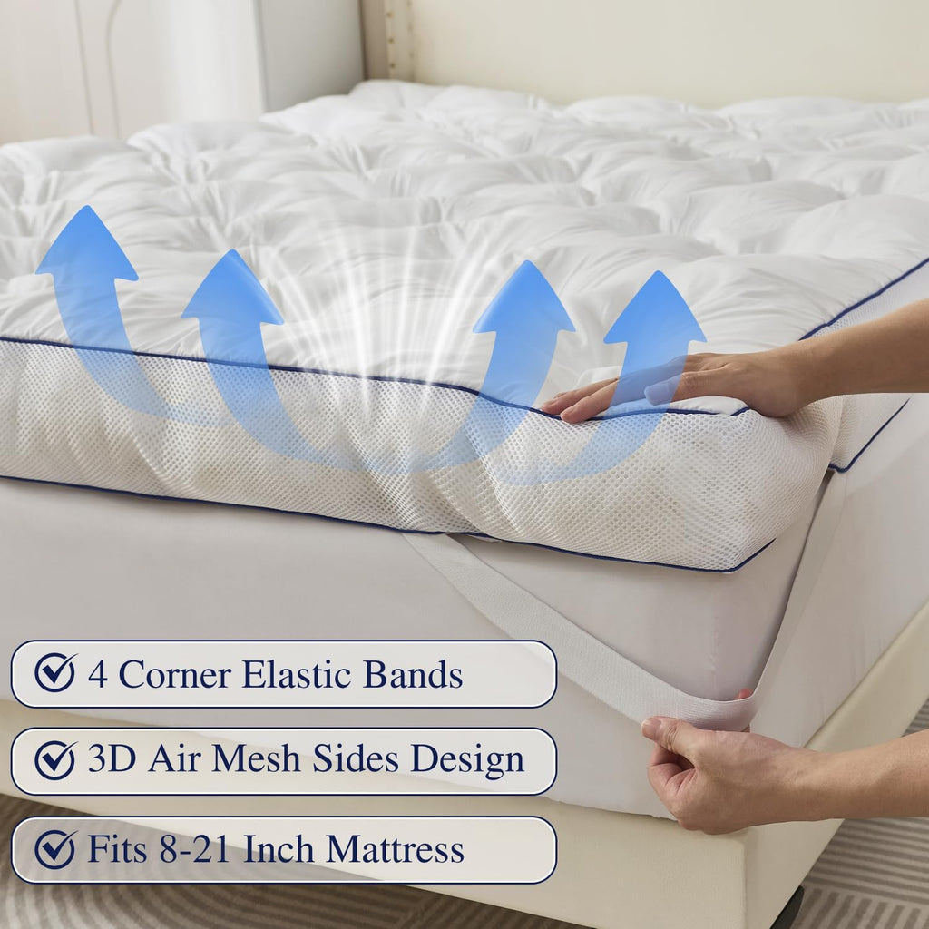 5 Inch Memory Foam Mattress Topper Queen Size, Extra Thick Supportive Pillow Top Mattress Pad, Breathable & Fluffy
