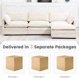 Oversized Modular Sectional Sofa with Movable Ottoman, 112 Inch 4 Seat Modern Corduroy Sofa Set
