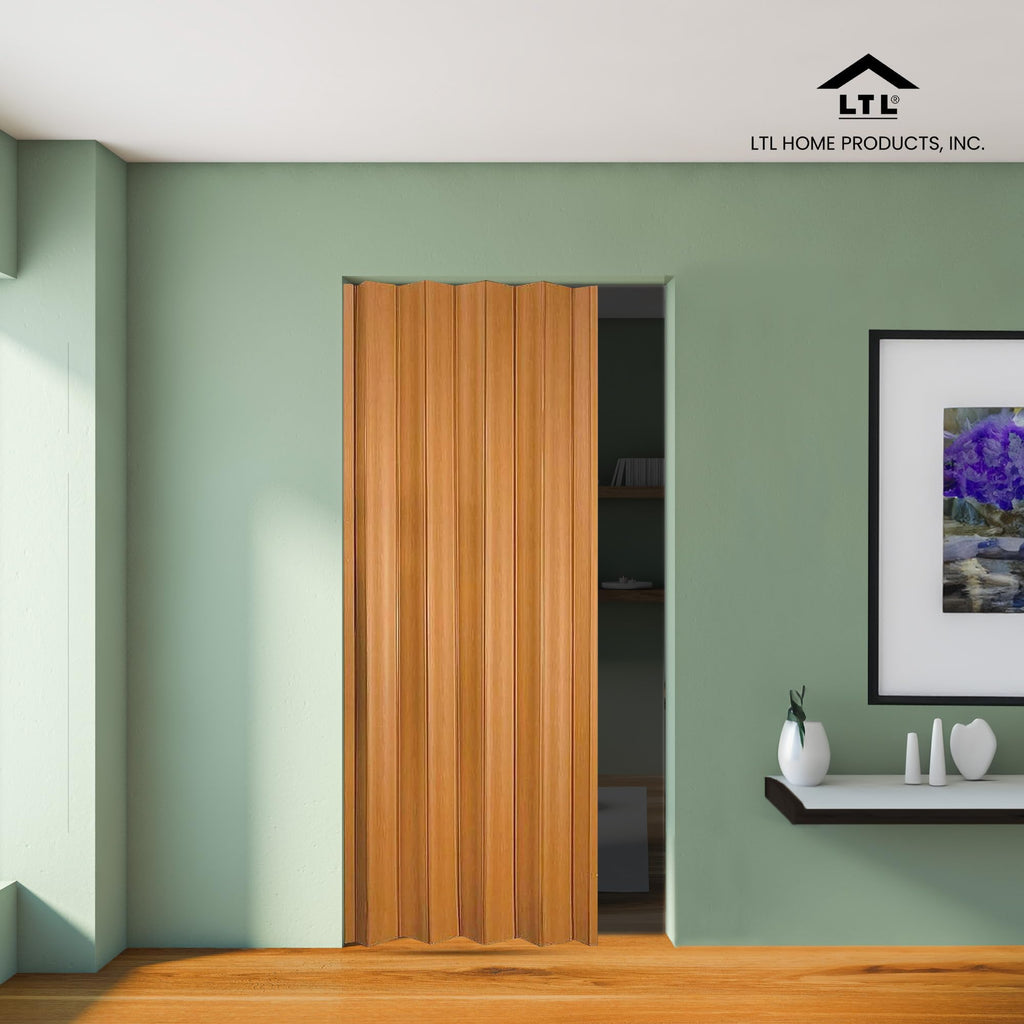 Regent Interior Accordion Folding Door, 36" x 80", Fruitwood