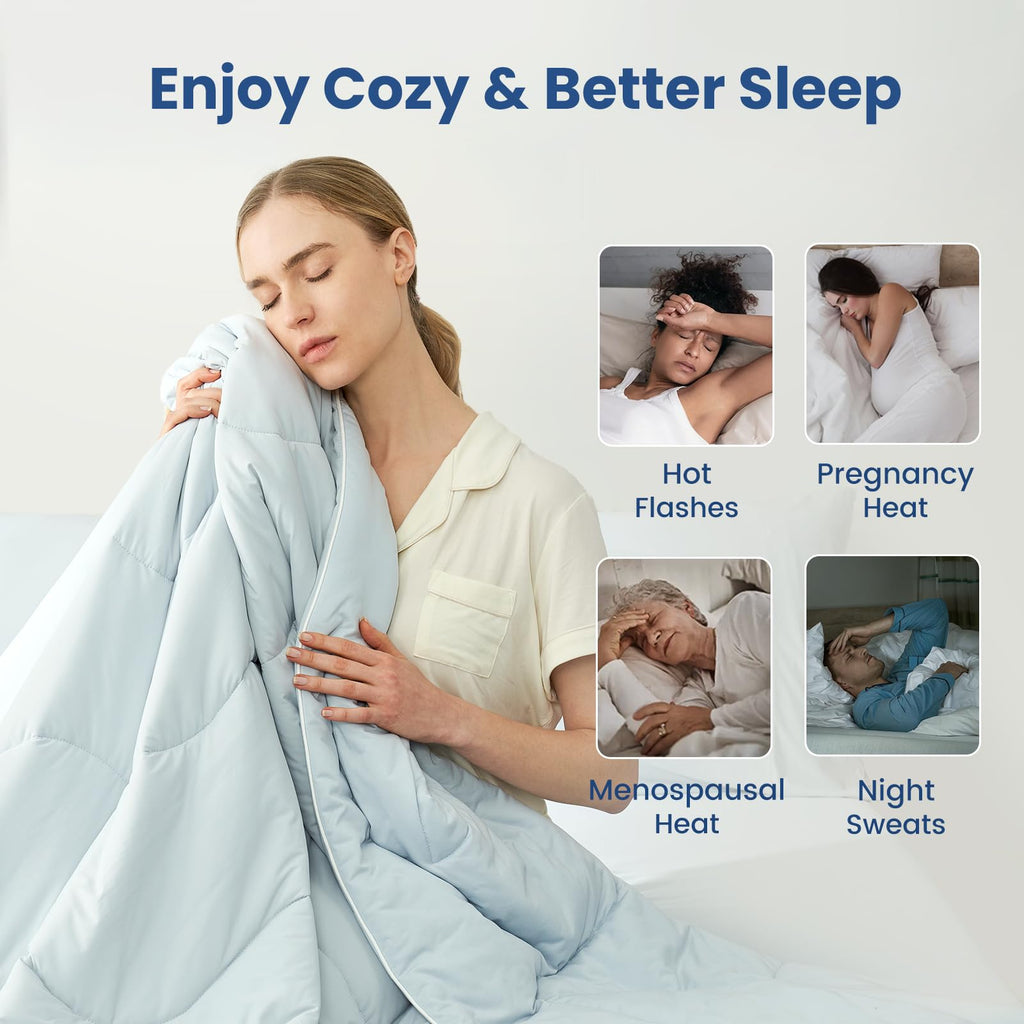 Cooling Comforter Twin Size for Hot Sleepers, Cool Blue