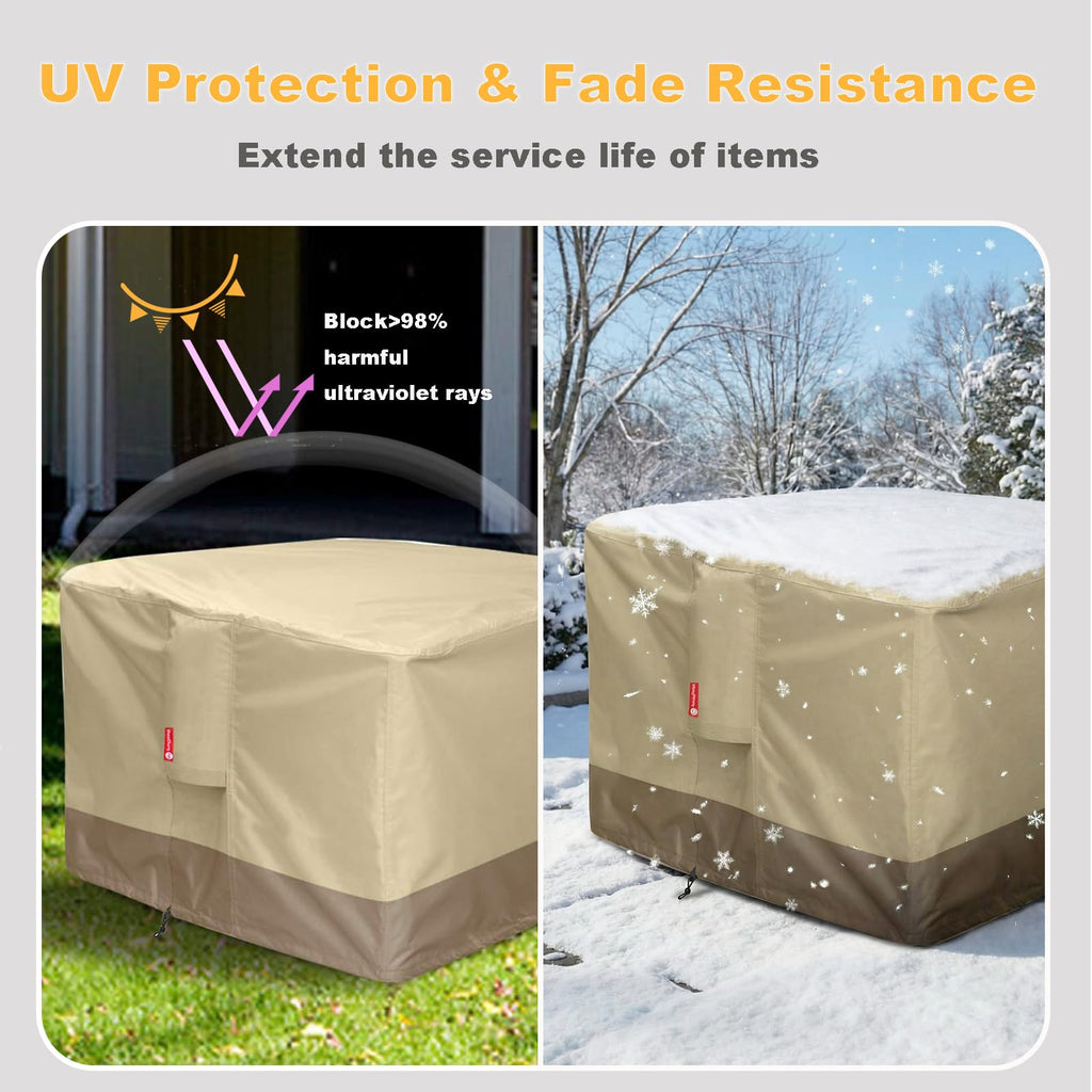 Gas Fire Pit Cover Square, Waterproof 600D, 36"L x 36"W x 24"H