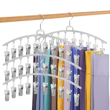 4 Pack Legging Organizer for Closet, Metal Gym Clothes Organizer w/40 Clips Holds 40 Leggings, Scarf Hangers Space