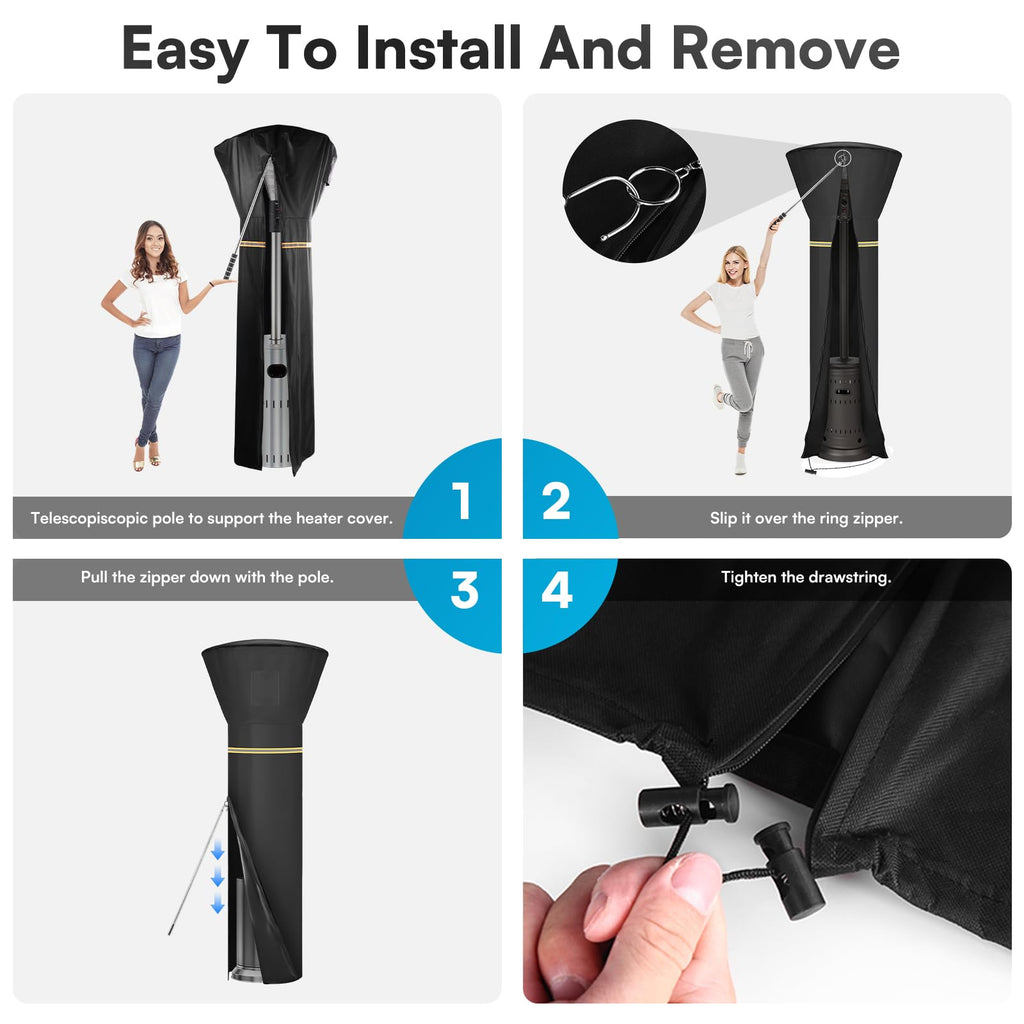 Patio Heater Cover 900D Heavy Duty Waterproof Outdoor 89"×33"×19"