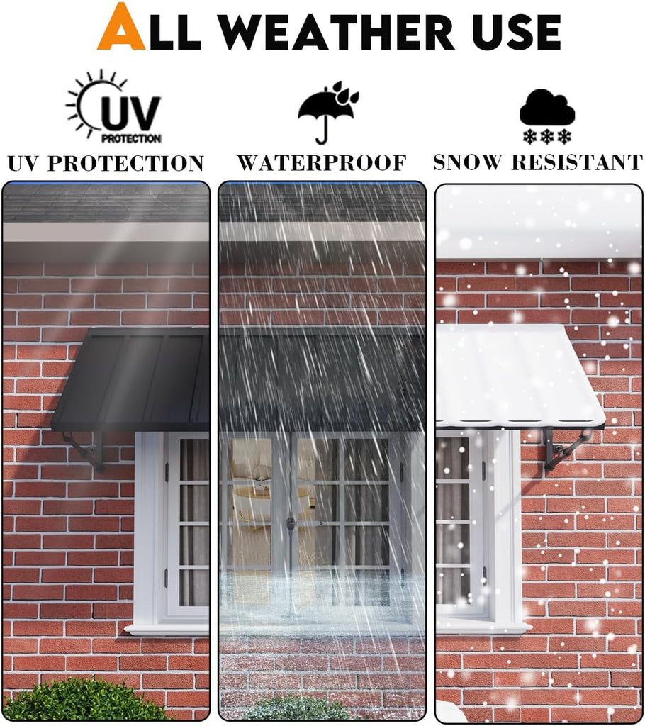 Metal Awning for Door Entrance, 54x24 Inches Adjustable Angle Window Awnings , Sunsetter Shade Canopy Outdoor