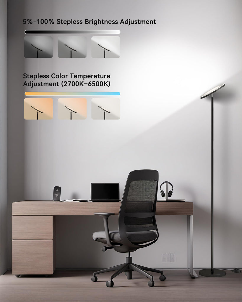 LED Floor Lamp, Torchiere Lamp with Compact Remote