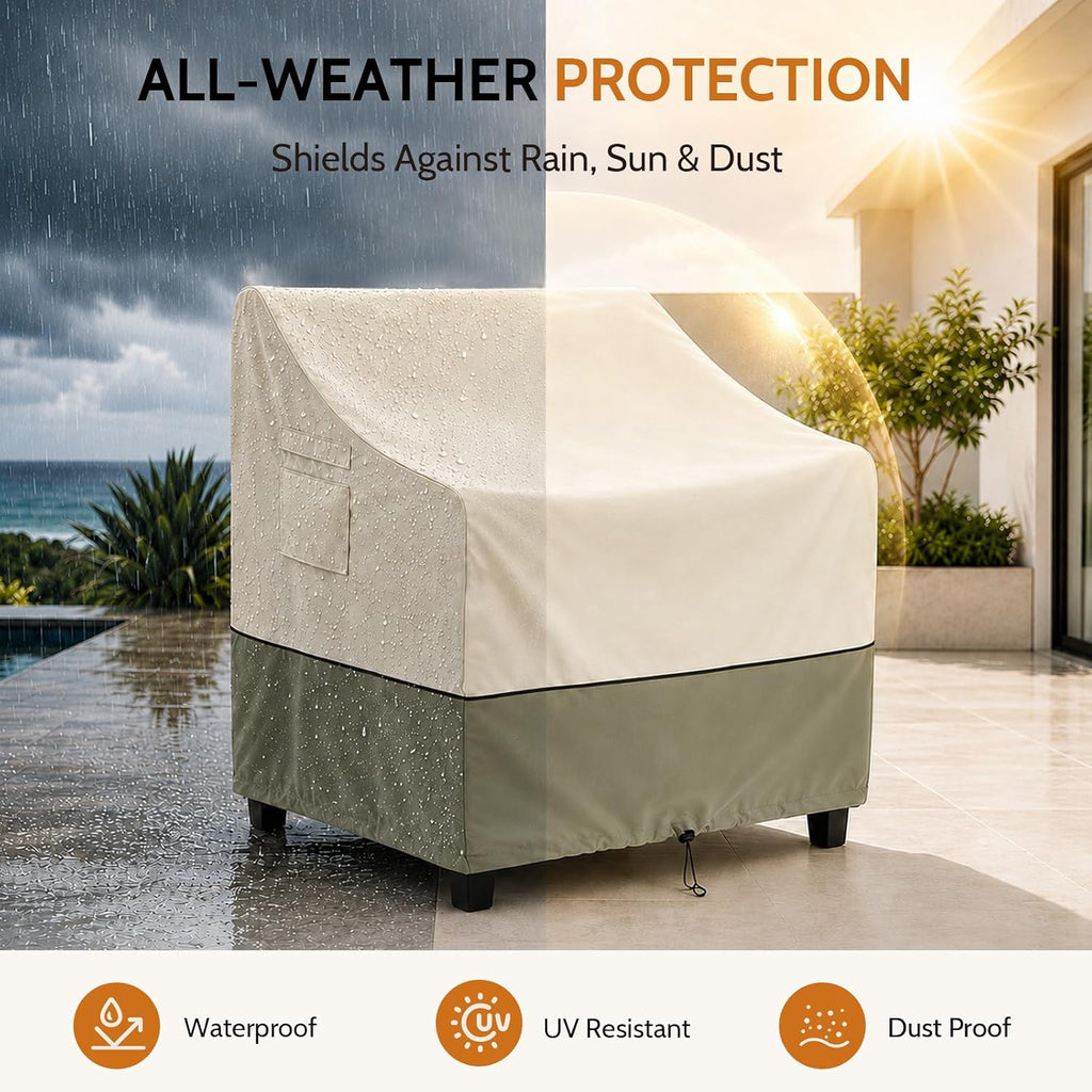 Patio Furniture Chair Covers Waterproof, 32"W x 37"D x 36"H 2 Pack | 600D Oxford, Heavy Duty, Fade & Tear Resistant