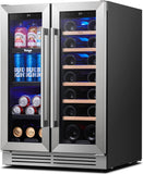 Wine and Beverage Refrigerator - 24 Inch Dual Zone Wine Fridge 60 Can & 20 Bottl