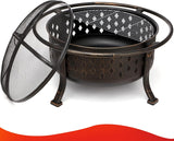 36 Inch Fire Pits for Outside Large Outdoor Wood Burning Crossweave firepit Heavy Duty Steel Bronze Bonfire Pit for Patio Backyard Garden with BBQ - Image 7