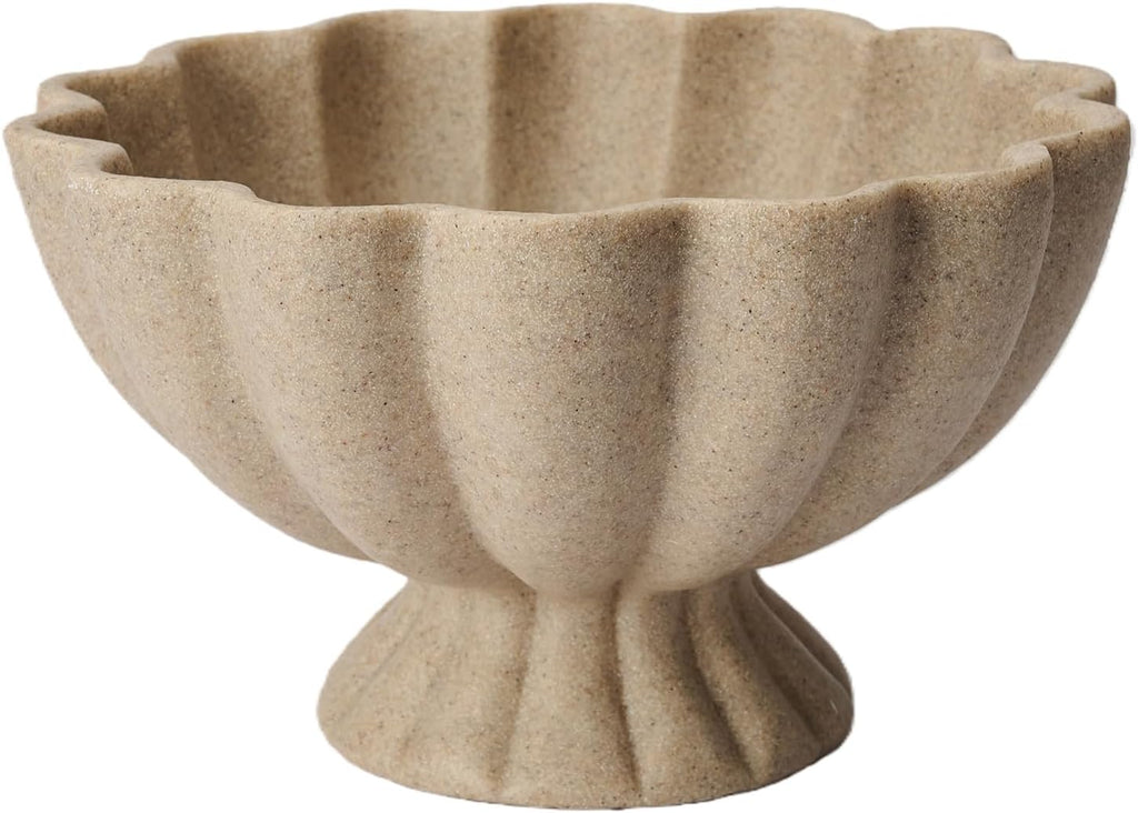 Pedestal Decorative Bowl Home Decor - 7.9" Morden Resin Decorative Fruit Bowl Counter, Chic Ruffle Bowl Centerpiece