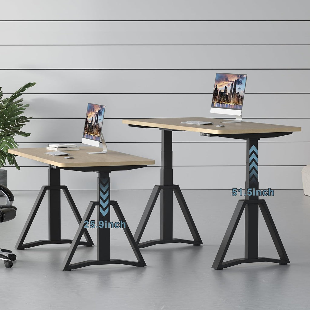 Standing Desk Frame Dual Motors 3 Stages Electric Height Adjustable Sitting Stand Up Desk Base Legs Only (Black)