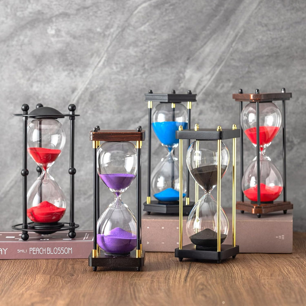 Hourglass Timer 30 Minute, Black Metal Sand Timer, Black
