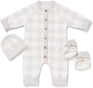 Piece Cotton Newborn Baby Set with Knit Outfit, Hat, Booties