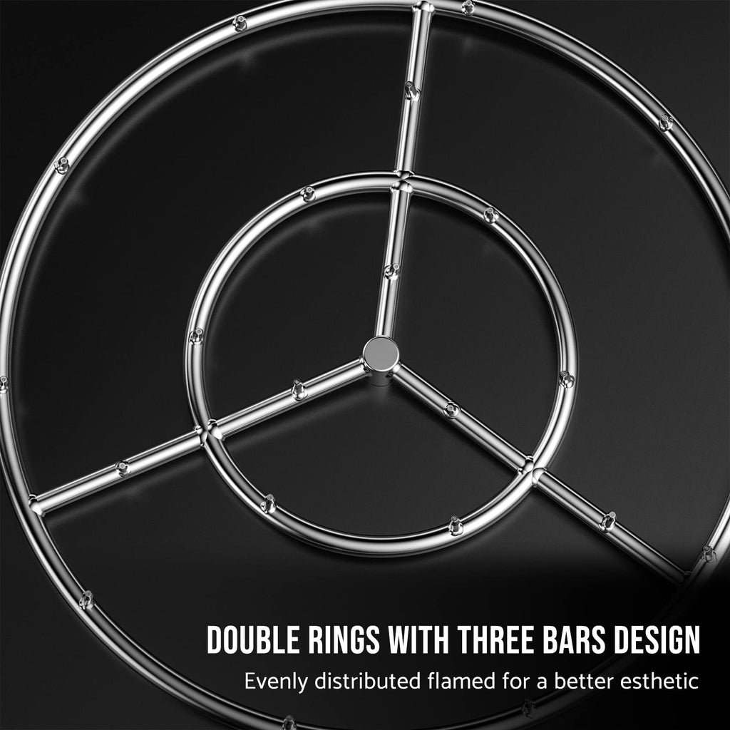 24-Inch Round Stainless Steel Fire Pit Jet Burner Ring